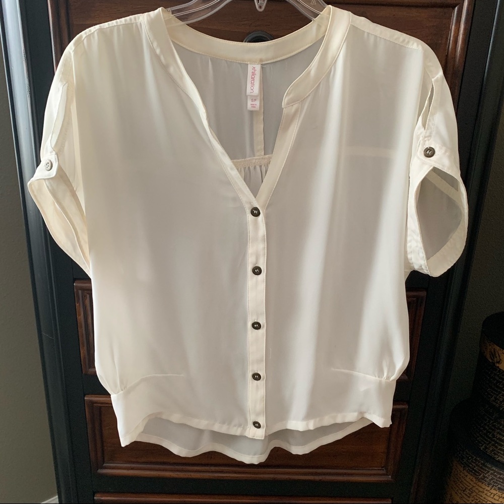 Xhilaration Cream Button Up Blouse